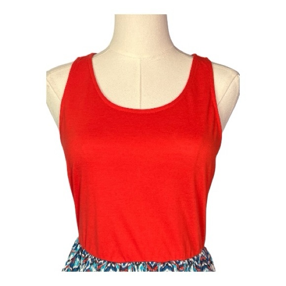 EUC Xhilaration red bodice patterned skirt dress exposed zipper | size M - Picture 2 of 9